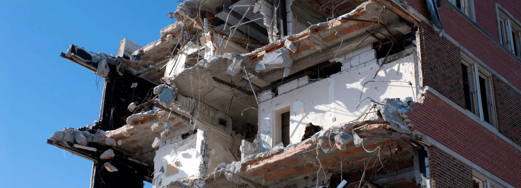 Remains of a destroyed block of flats