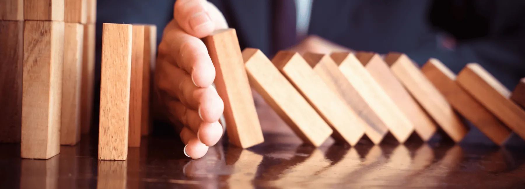 Wooden blocks stopped from falling 