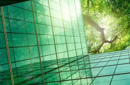Green building and trees