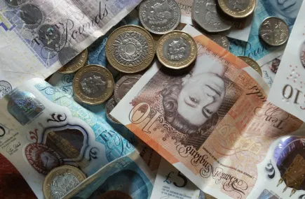 British pound coins and notes