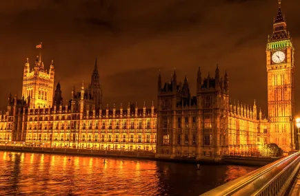 The Palace of Westminster at night