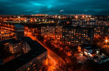 Buildings at night