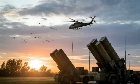 Military equipment and a helicopter