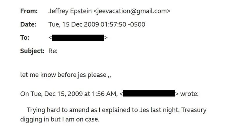 Emails between Peter Mandelson and Jeffrey Epstein