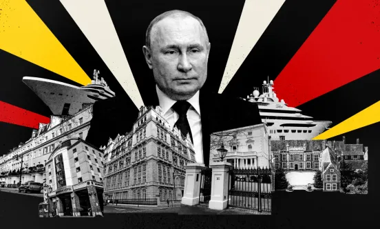 Graphic of Putin and property assets