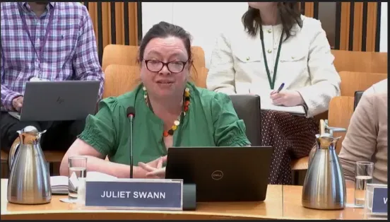 Nations and Regions Programme Manager, Juliet Swann giving evidence to the Scottish Parliament’s Standards, Procedures and Public Appointments Committee on the recall of MSPs.